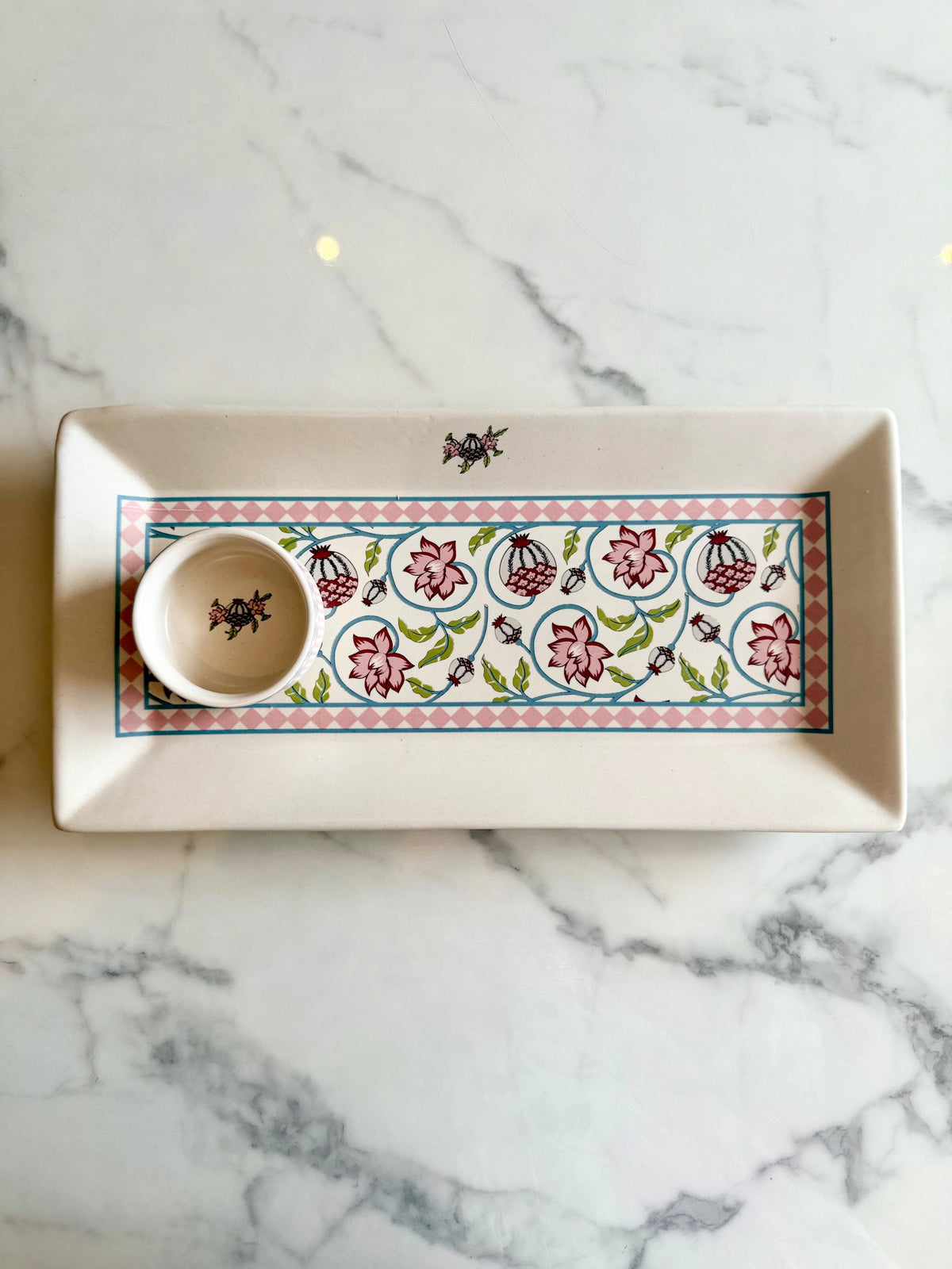 Anar Bagh Rectangle Platter with Dip Bowl