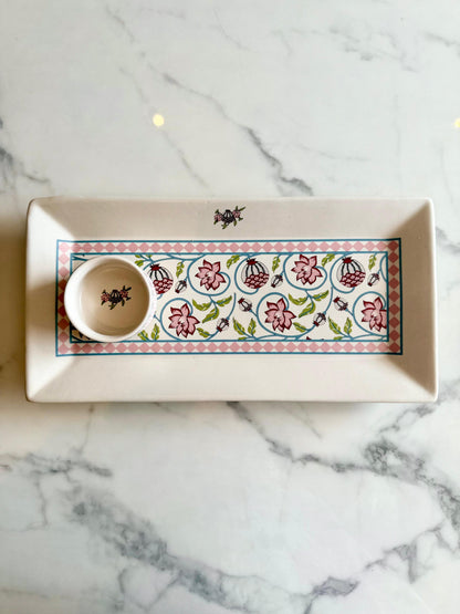 Anar Bagh Rectangle Platter with Dip Bowl