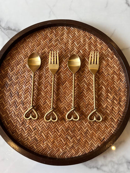 Golden Heart spoon and fork (Set of 4)