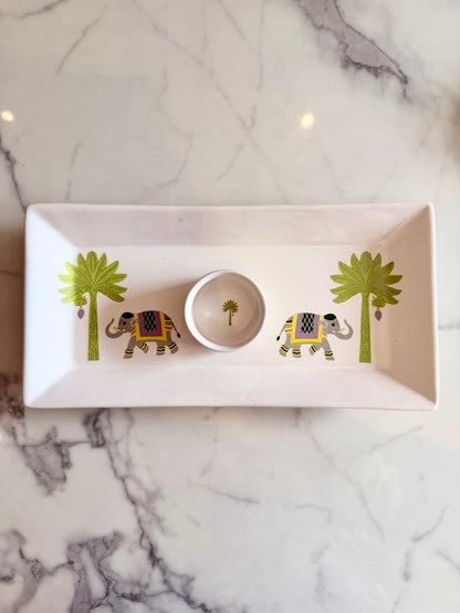 Golden Trunk Rectangle Platter with Dip Bowl