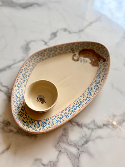 Ranthambore Triangle Platter with Dip Bowl