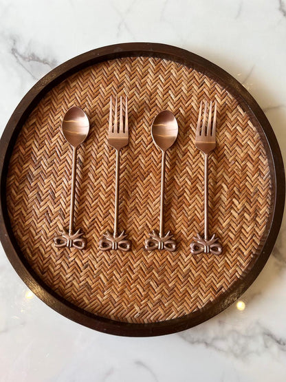 Rose Gold Bow Spoon and Fork (Set of 4)