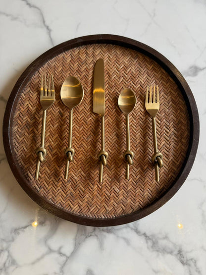 Golden Knot spoon, knife and fork (Set of 5)