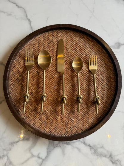 Golden Knot spoon, knife and fork (Set of 5)