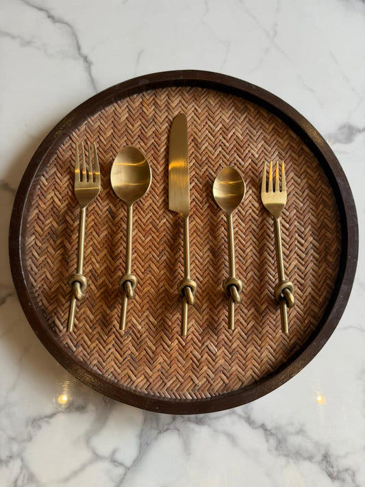 Golden Knot spoon, knife and fork (Set of 5)